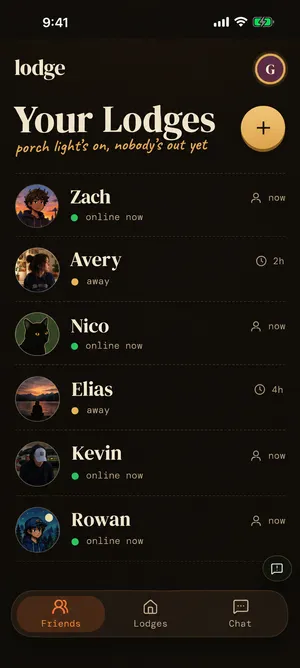 Friends list showing who is online